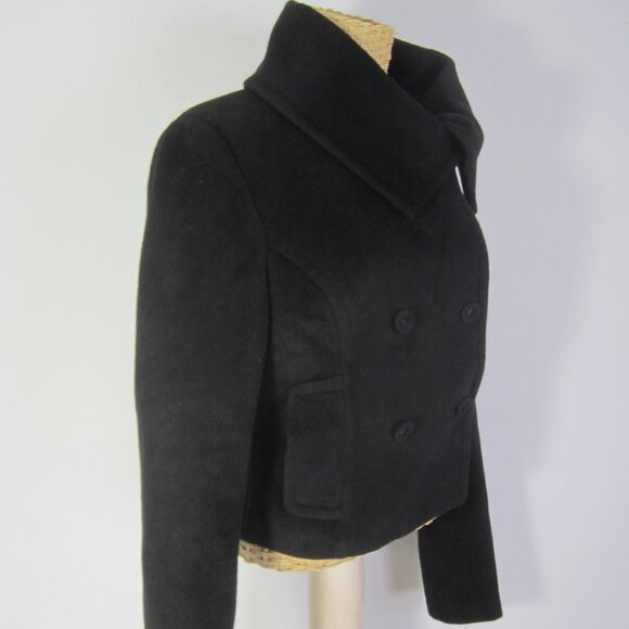 Vtg bebe Women M Black LS 65% Angora 35% Silk Short Jacket Lined Soft Blazer Y2K - Picture 2 of 11